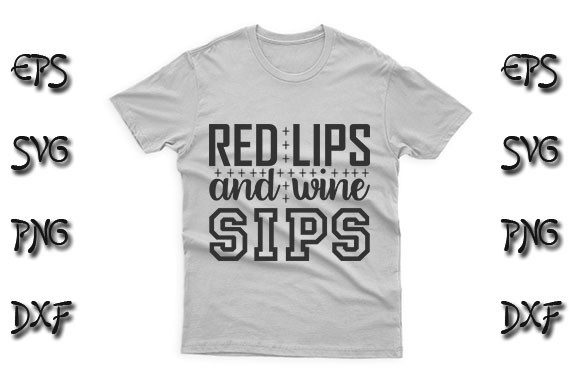Funny SVG Design, Red Lips and Wine Sips Graphics