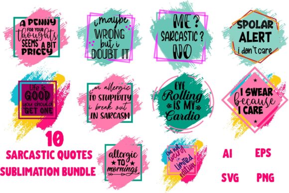 SVG Funny Quote Graphic Bundle for Print Templates